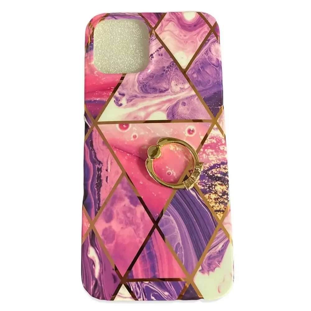 iPhone 12 Pro Max Marbleized Phone Case With Ring Hold Attached